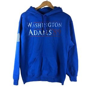 Washington Adams '89 Sweatshirt Hoodie Medium President Campaign Look Blue
